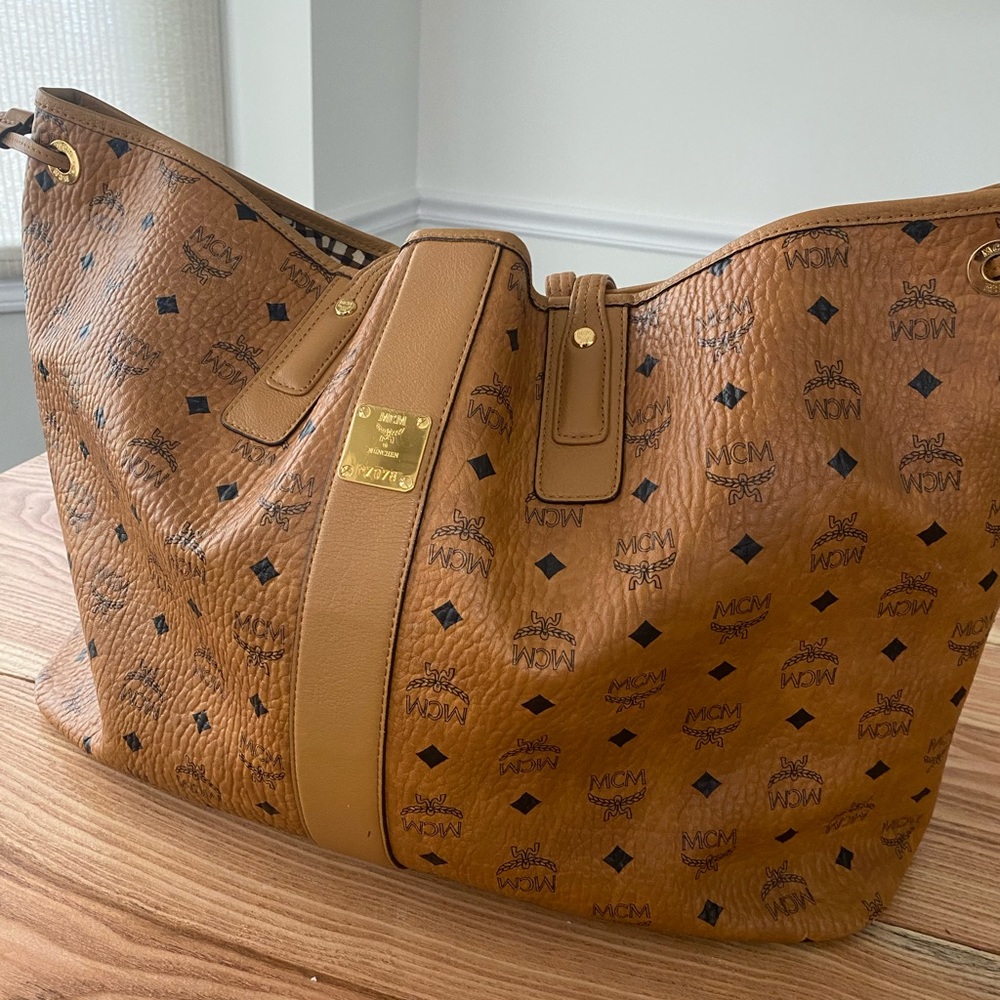 MCM tan large tote bag